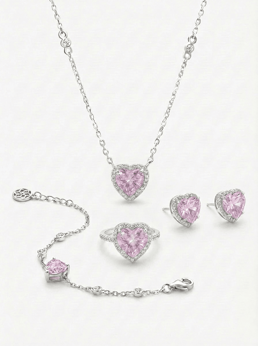 Blushing Heart Full Set in Silver - 4 Items - Ash & Harry