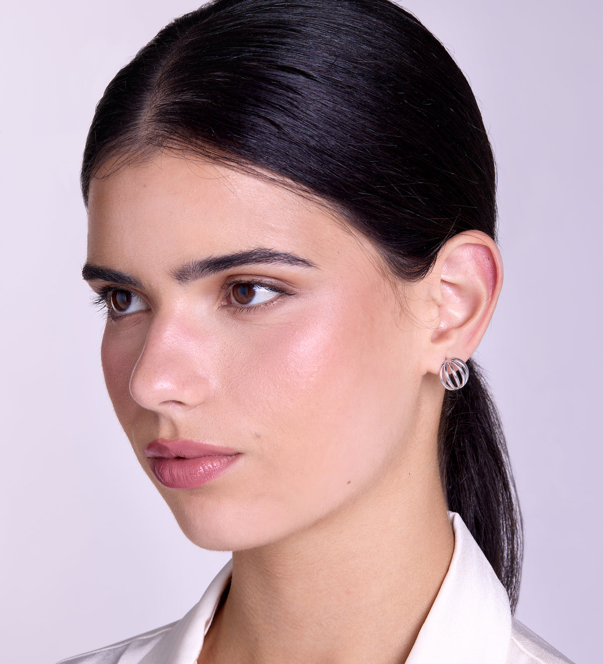Caged Stud Earrings in Rhodium Plating on 925 Silver - Ash & Harry