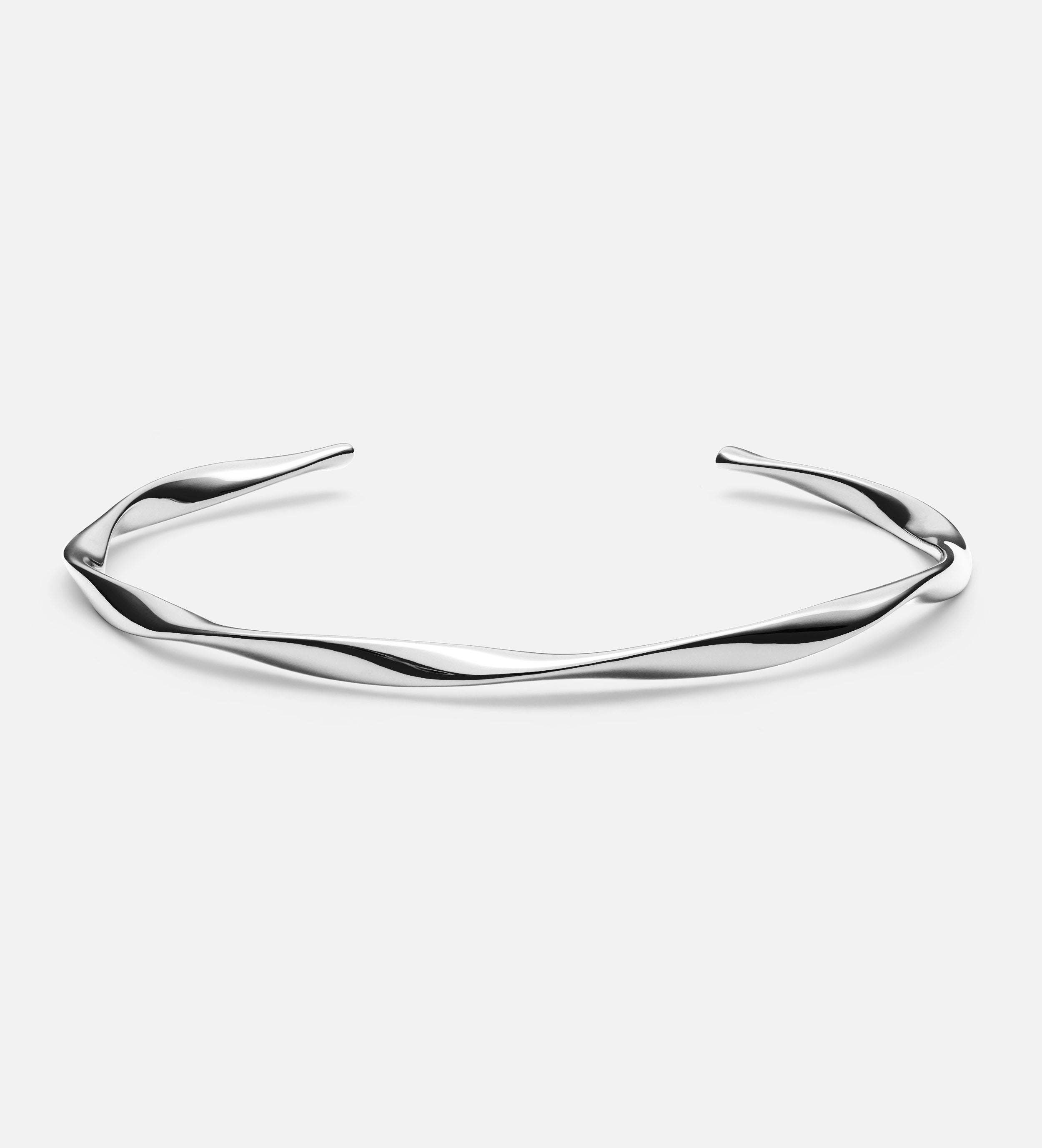Ripple Wave Cuff Bracelet in Rhodium Plating on 925 Silver - Ash & Harry