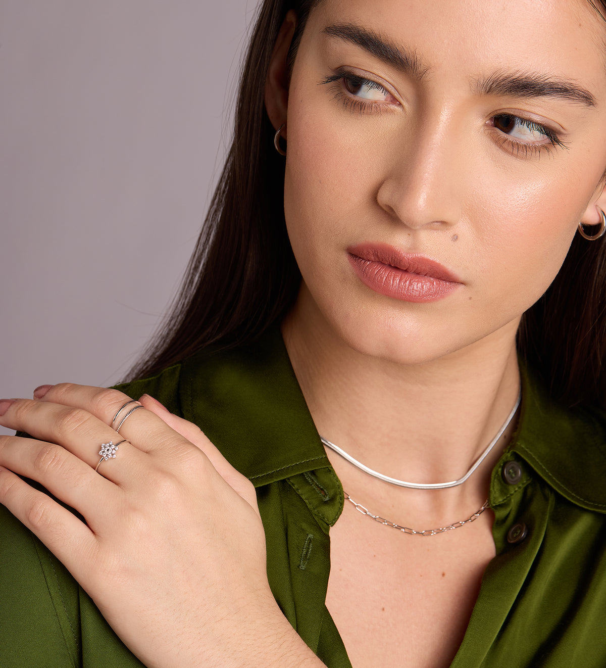 Pave Flower Ring in Rhodium Plating on 925 Silver - Ash & Harry