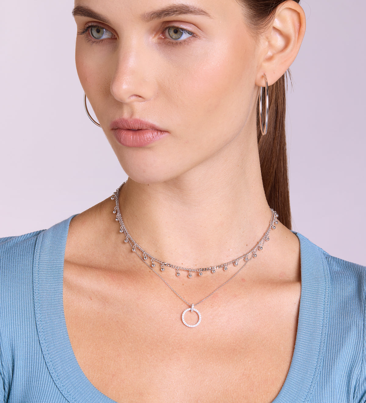 Thin Oversized Hoops in Rhodium Plating on 925 Silver - Ash & Harry