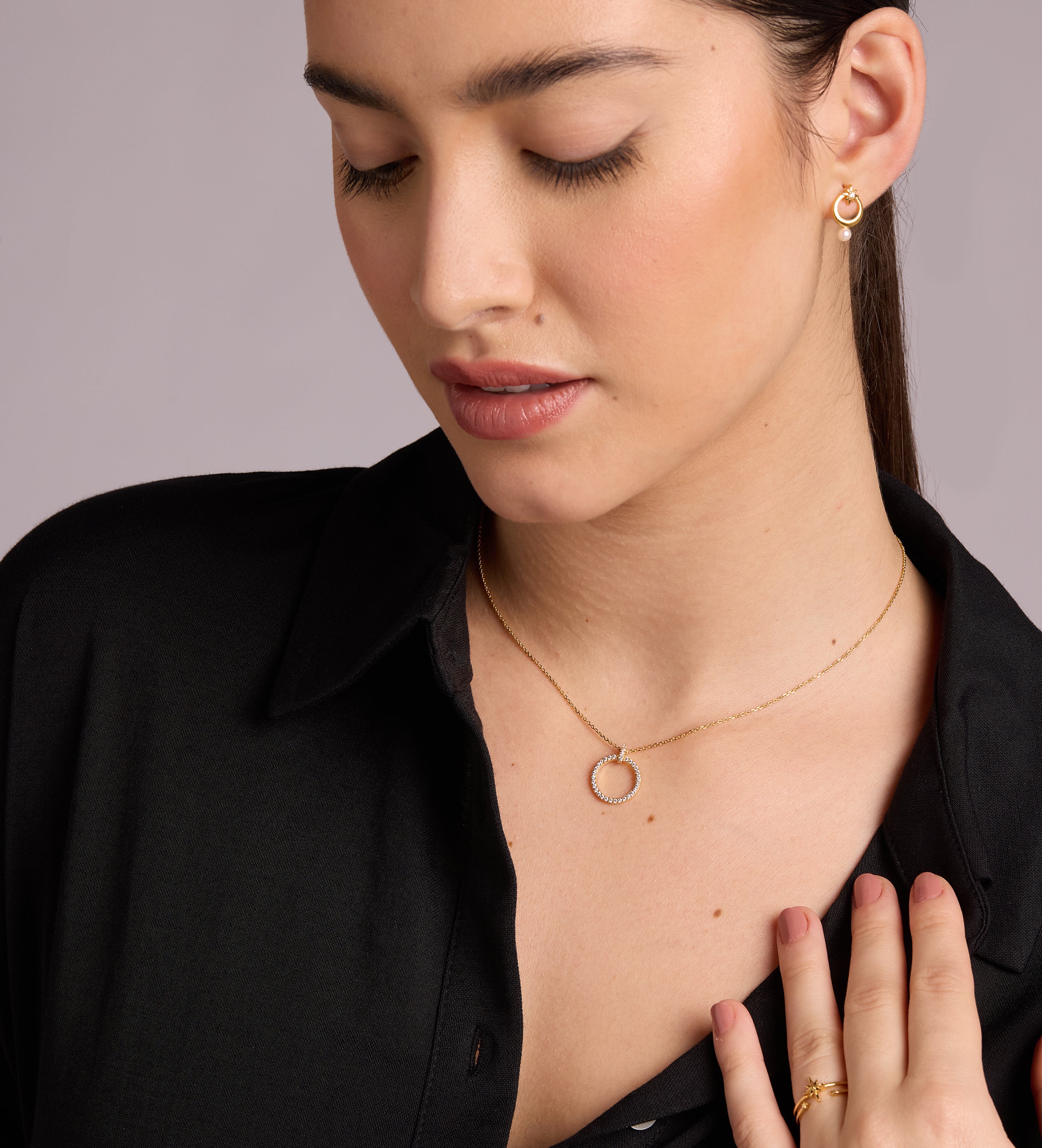 Gemstone Ring Necklace in 18k Gold Plating on 925 Silver - Ash & Harry