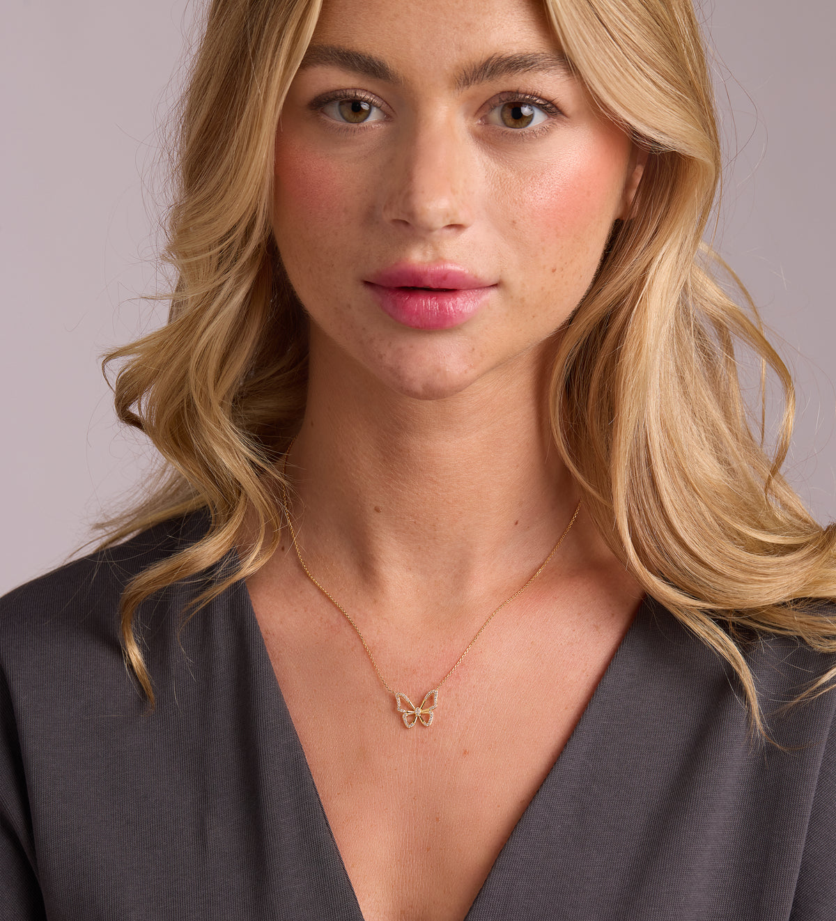 Pave Butterfly Silhouette Necklace in 18k Gold Plating on 925 Silver - Ash & Harry