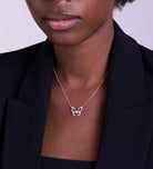 Pave Butterfly Silhouette Necklace in Rhodium Plating on 925 Silver - Ash & Harry