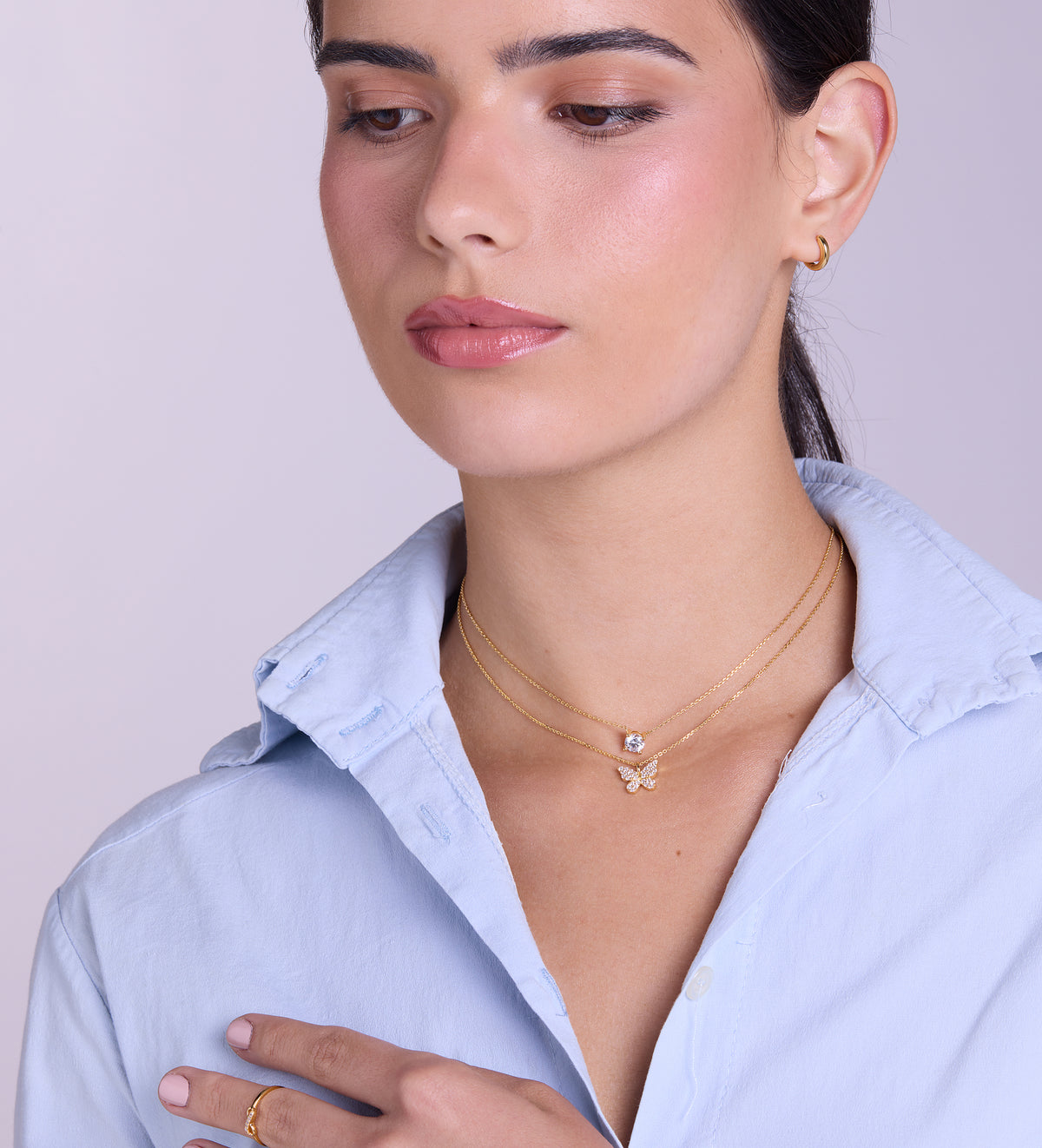 Solitaire Pendant Necklace in 18k Gold Plating on 925 Silver - Ash & Harry
