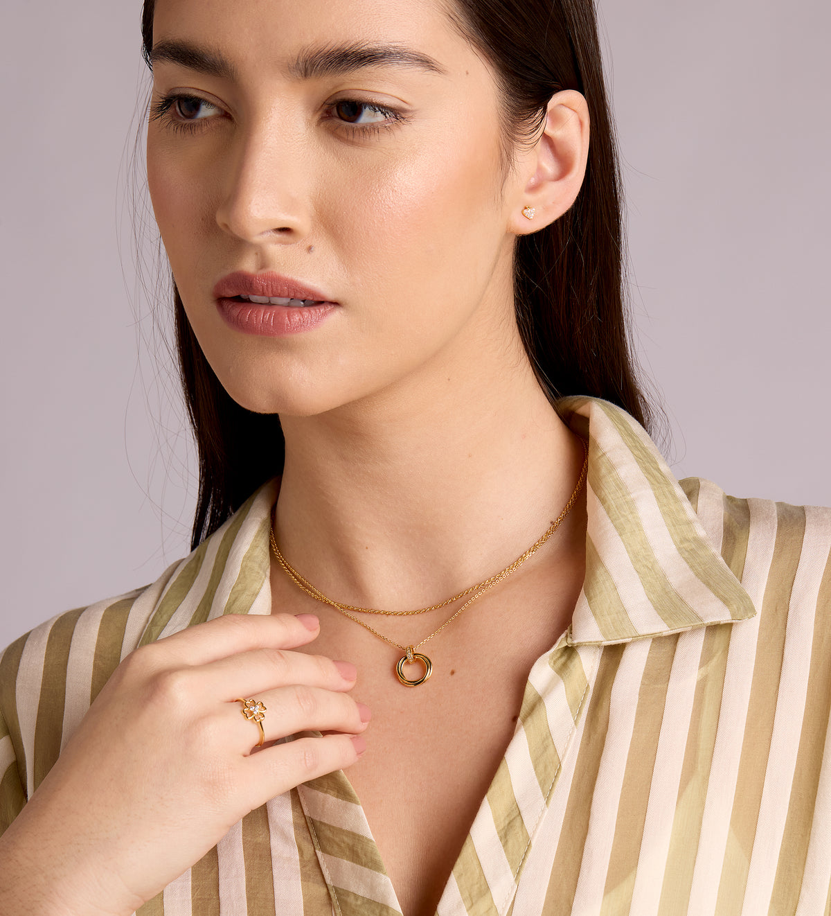 Triple Ring Necklace in 18k Gold Plating on 925 Silver - Ash & Harry