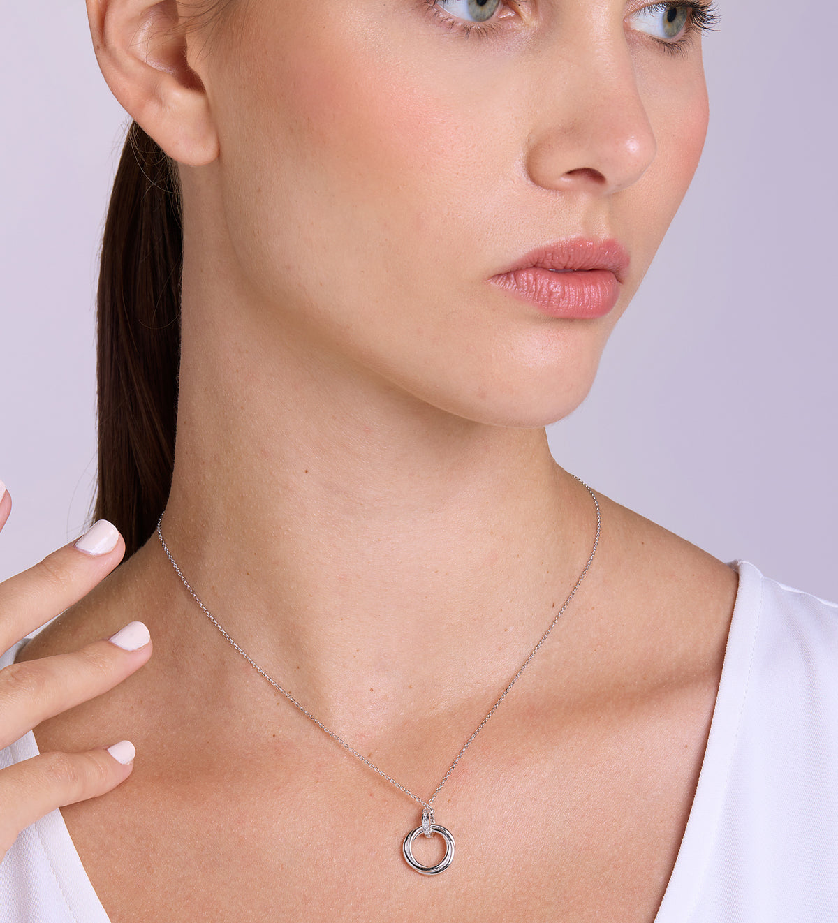 Triple Ring Necklace in Rhodium Plating on 925 Silver - Ash & Harry