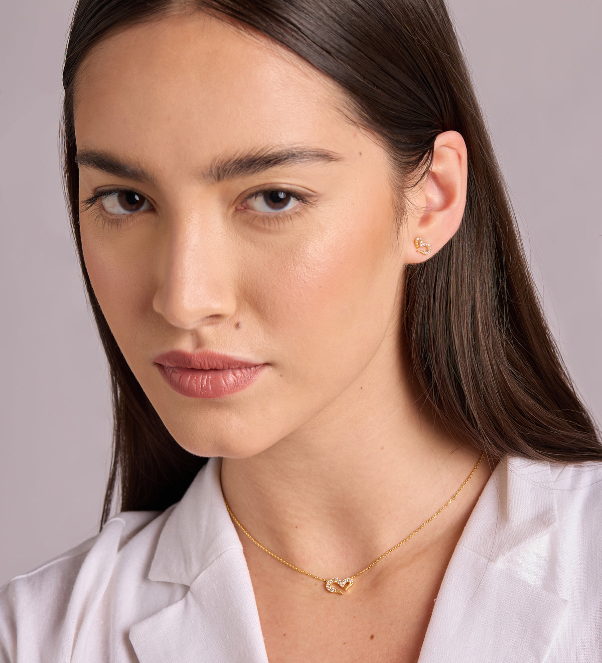 Pave Heart Silhouette Necklace in 18k Gold Plating on 925 Silver - Ash & Harry