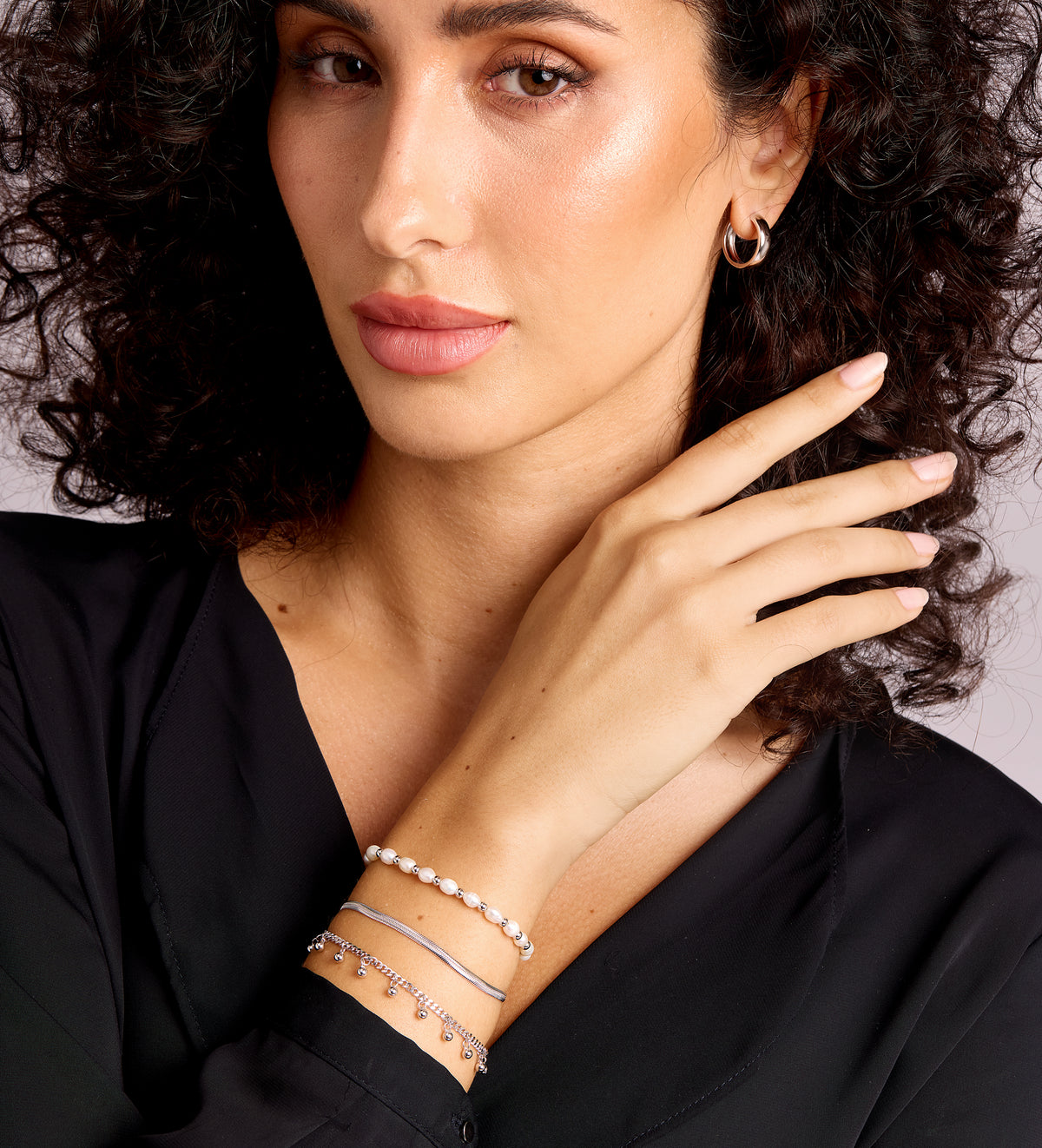 Pearl Beaded Bracelet in Rhodium Plating on 925 Silver - Ash & Harry