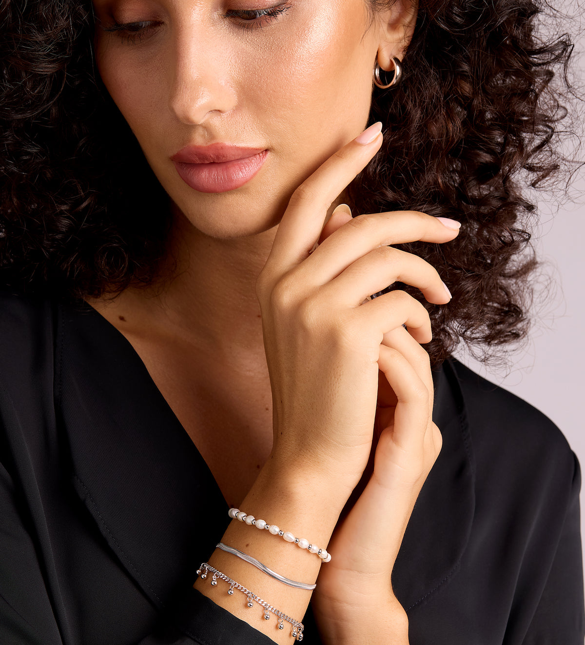 Herringbone Bracelet in Rhodium Plating on 925 Silver - Ash & Harry