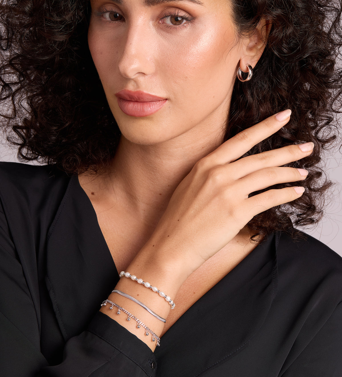 Dangling Dotted Bracelet in Rhodium Plating on 925 Silver - Ash & Harry