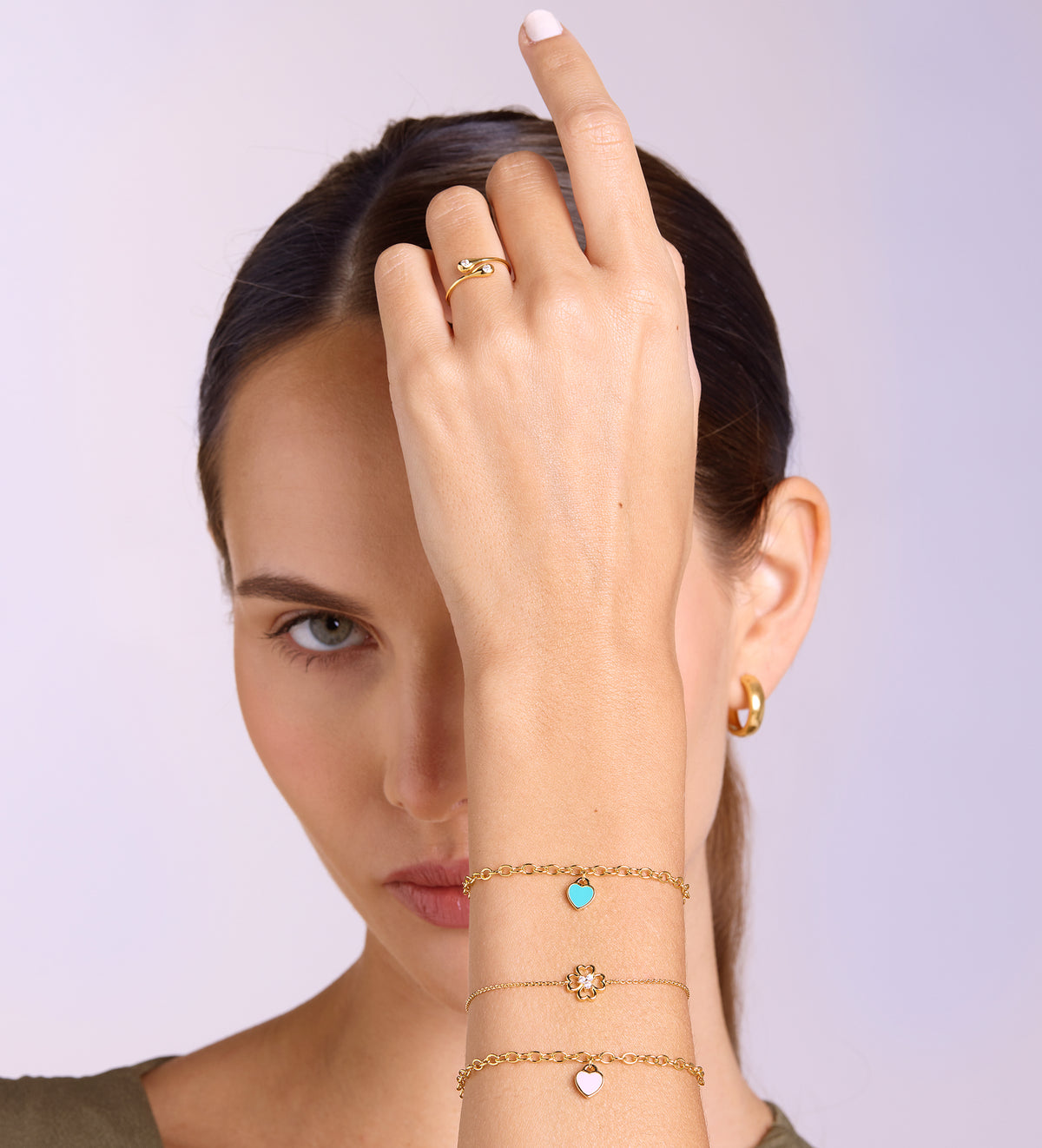 Pink Heart Chain Bracelet in 18k Gold Plating on 925 Silver - Ash & Harry