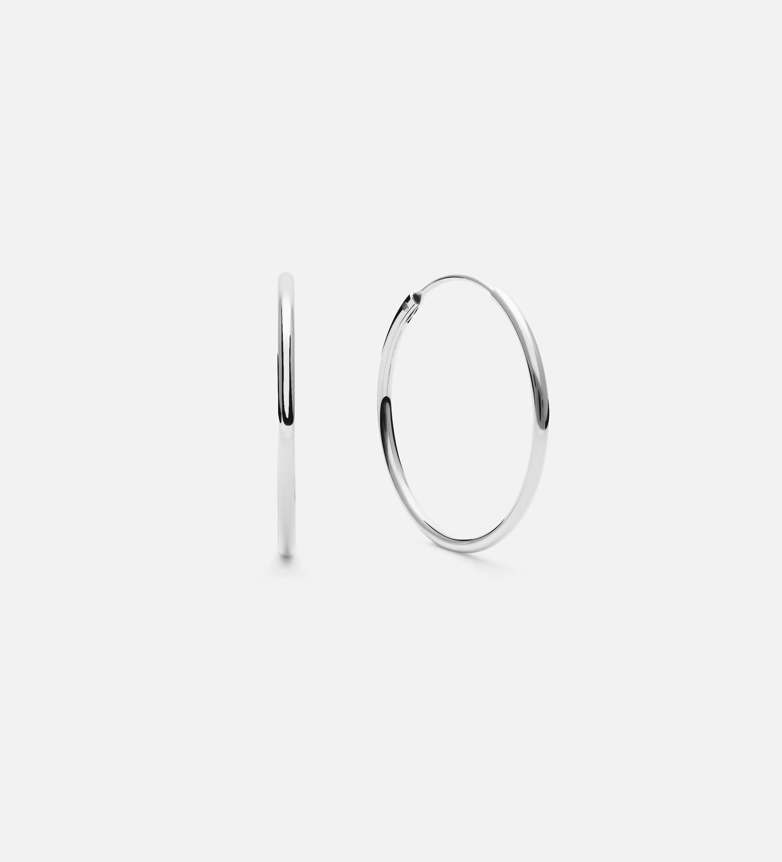 Thin Large Hoops in Rhodium Plating on 925 Silver - Ash & Harry