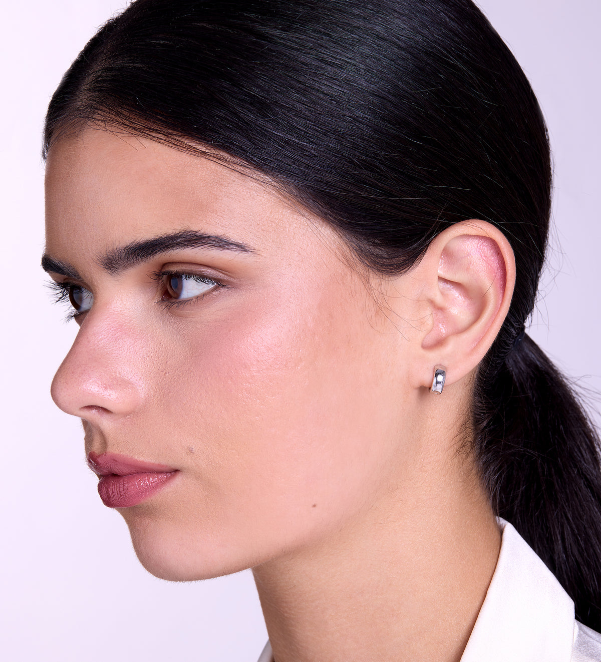 Bold Huggie Hoops in Rhodium Plating on 925 Silver - Ash & Harry