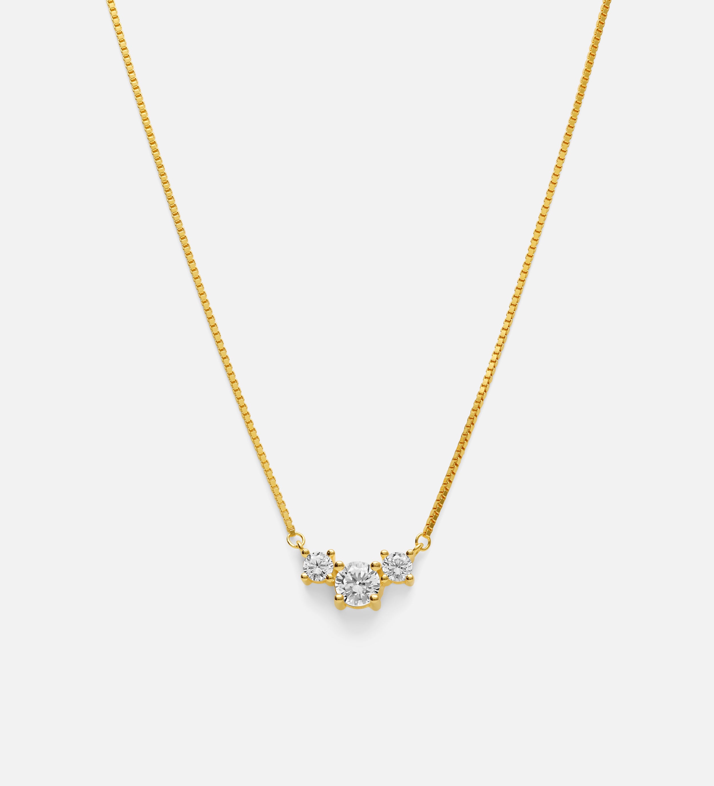 Triple Stone Pendant Necklace in 18k Gold Plating on 925 Silver - Ash & Harry