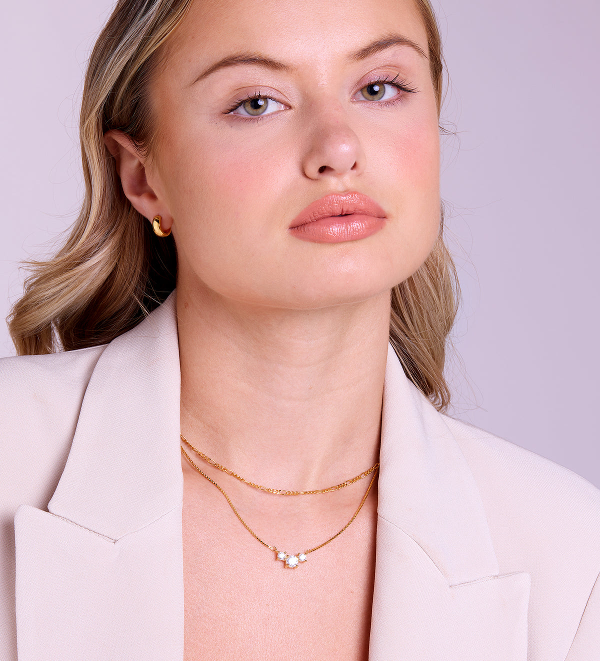 Triple Stone Pendant Necklace in 18k Gold Plating on 925 Silver - Ash & Harry