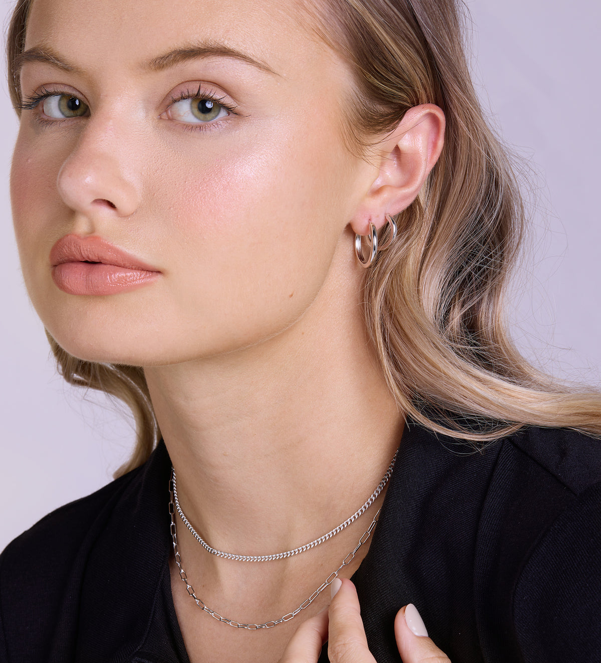 Tube Large Hoops in Rhodium Plating on 925 Silver - Ash & Harry