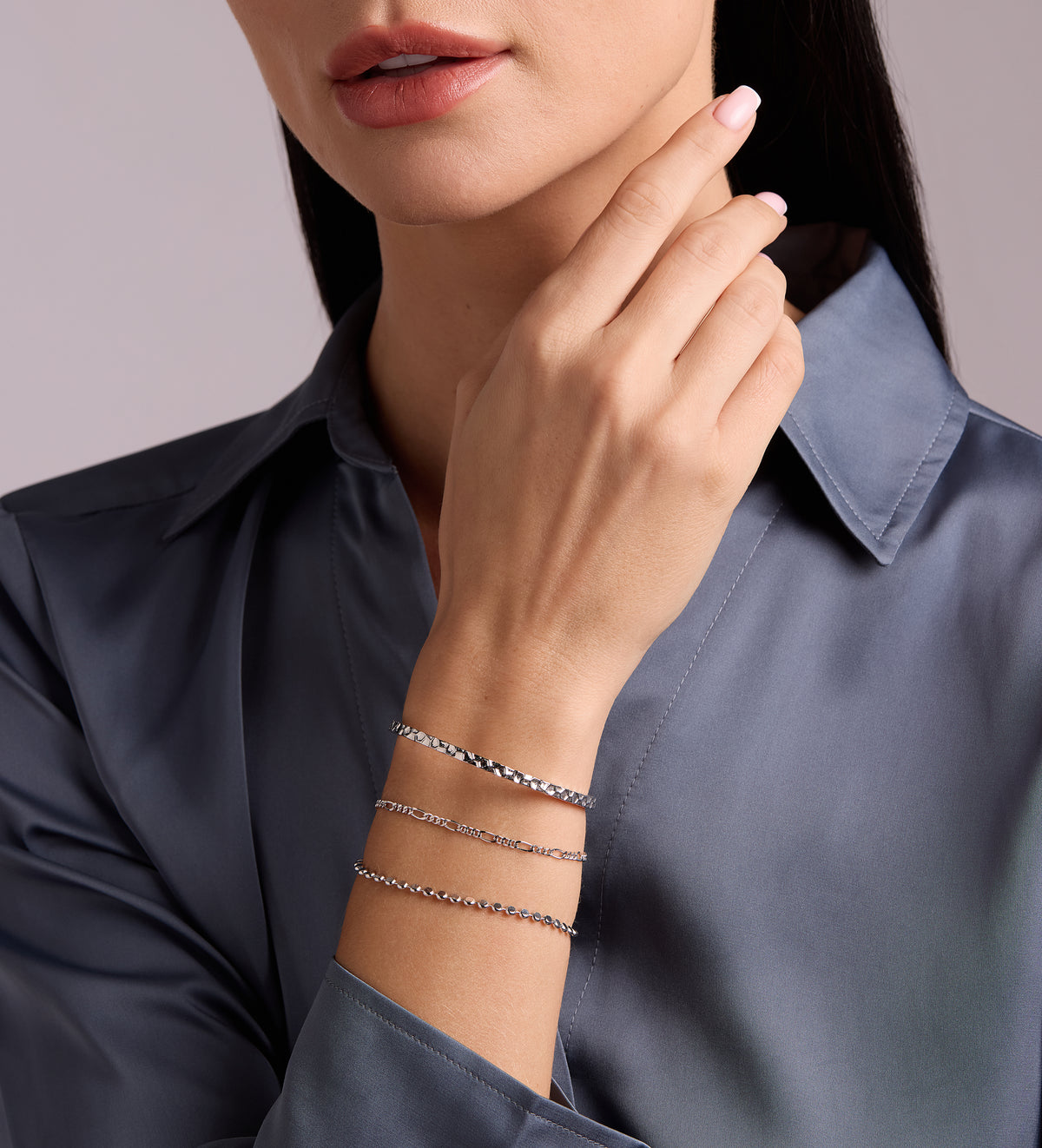 Artisan Hammered Cuff Bracelet in Rhodium Plating on 925 Silver - Ash & Harry