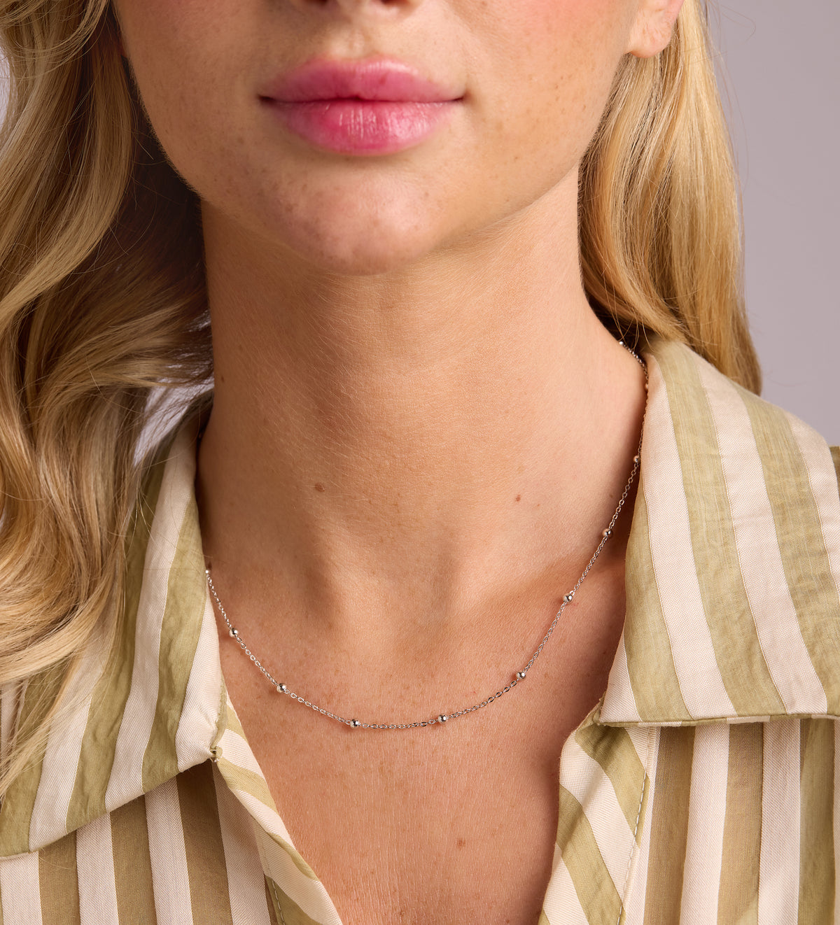 Dotted Chain Necklace in Rhodium Plating on 925 Silver - Ash & Harry
