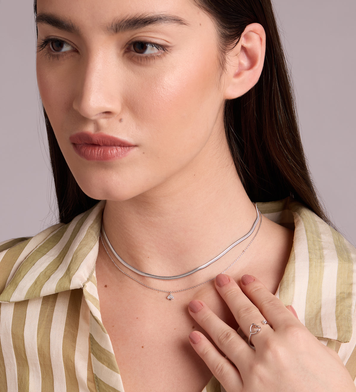 Herringbone Necklace in Rhodium Plating on 925 Silver - Ash & Harry