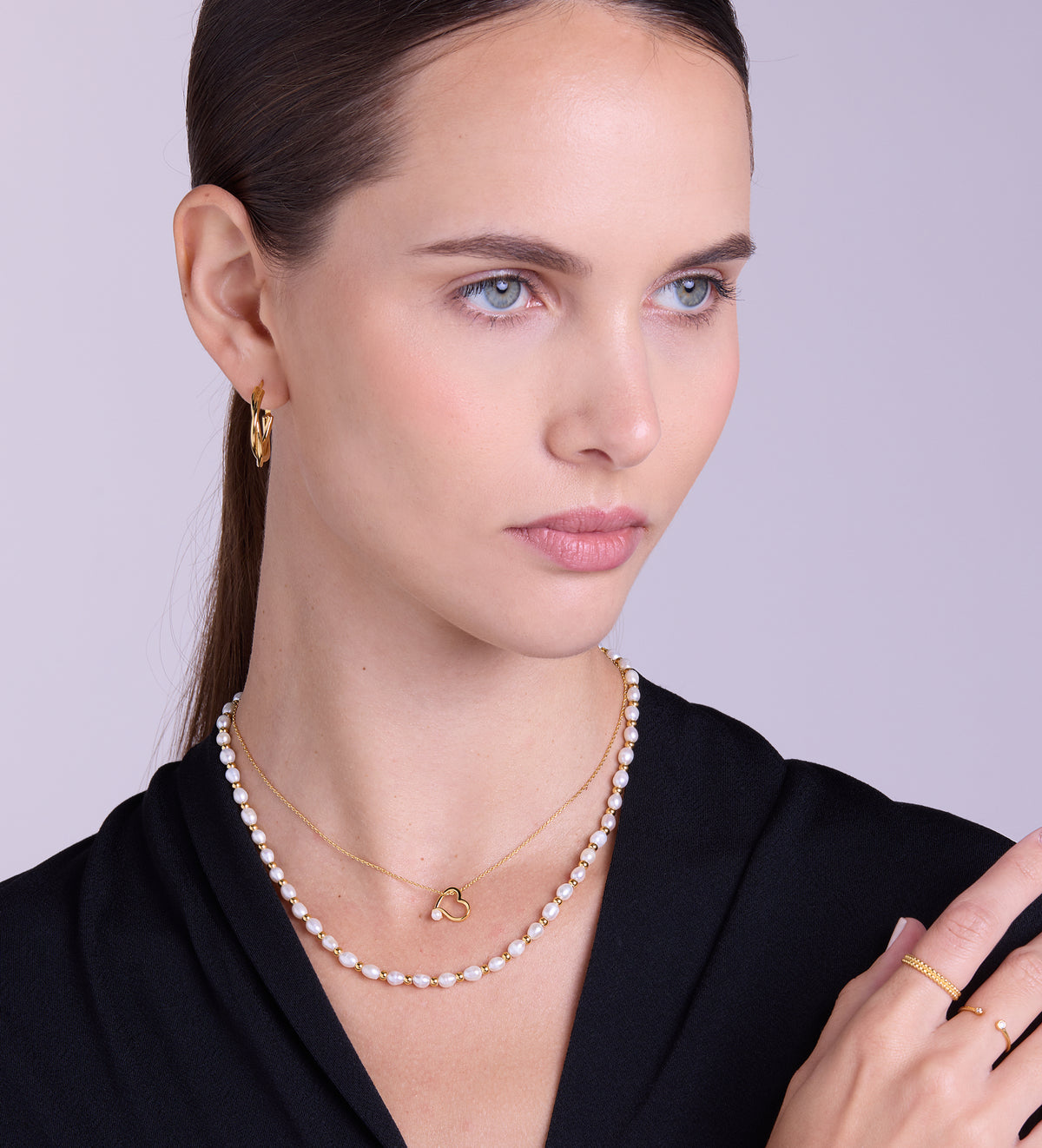 Pearl Beaded Necklace in 18k Gold Plating on 925 Silver - Ash & Harry