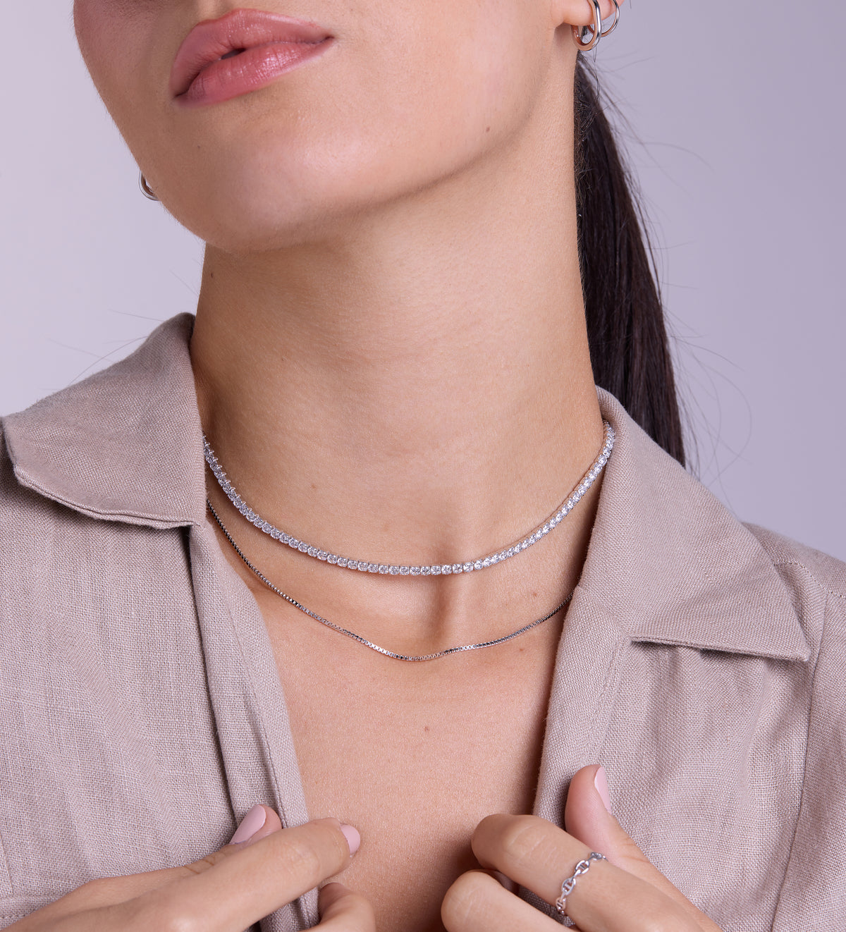 Tennis Necklace in Rhodium Plating on 925 Silver - Ash & Harry