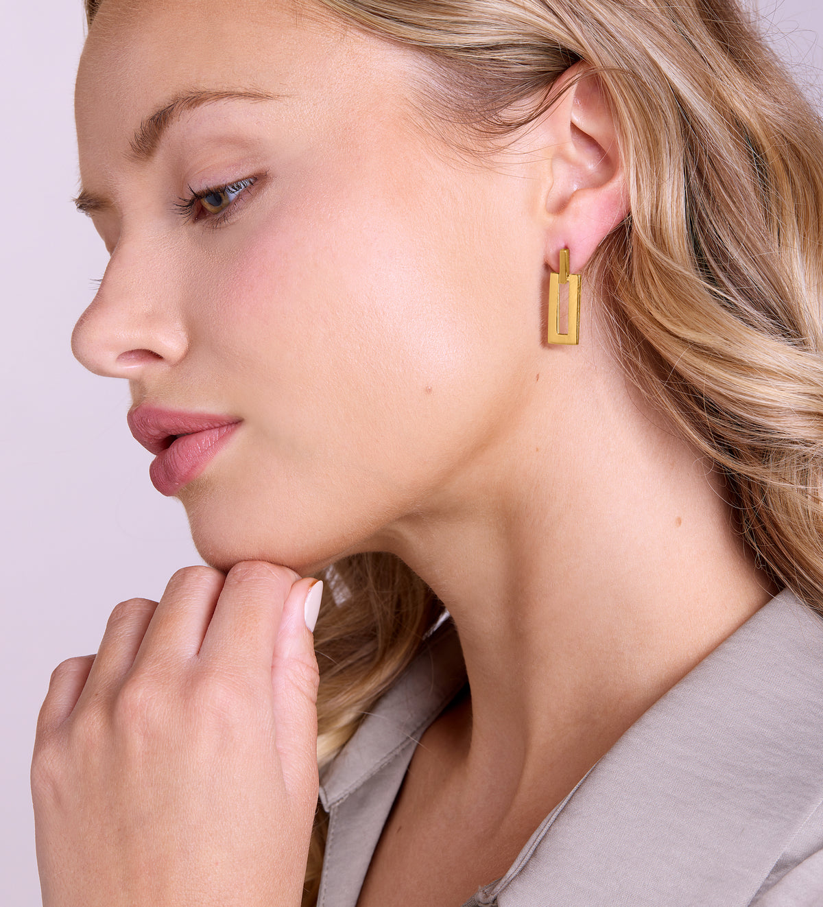 Rectangle Drop Earrings in 18k Gold Plating on 925 Silver - Ash & Harry