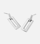 Rectangle Drop Earrings in Rhodium Plating on 925 Silver - Ash & Harry