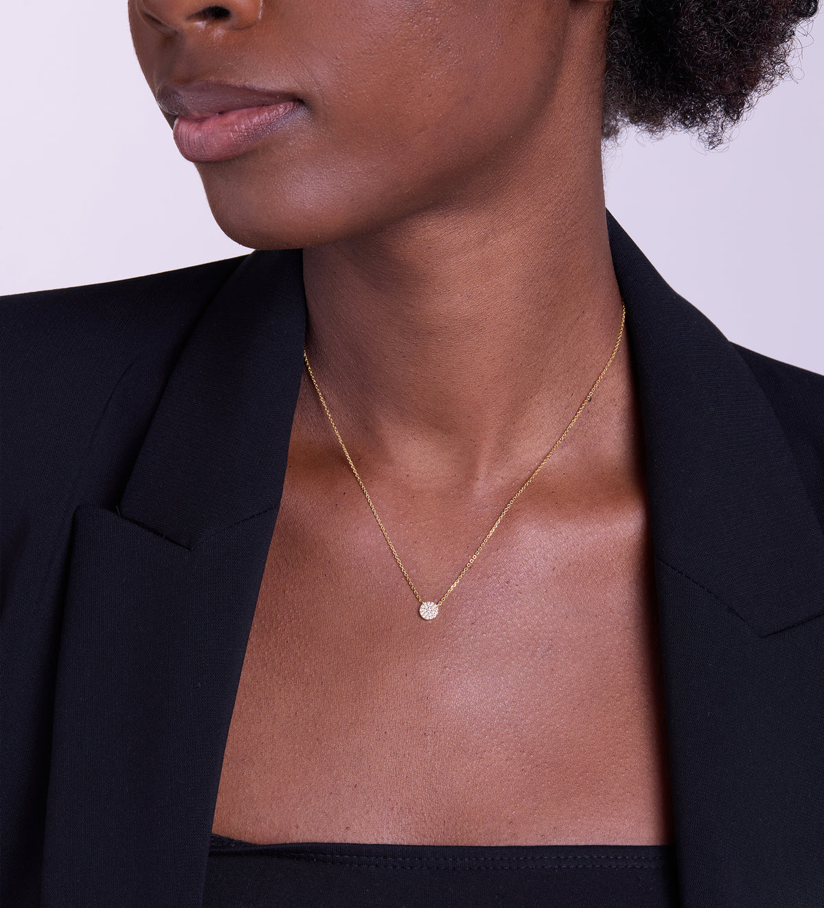Round Pave Cluster Necklace in 18k Gold Plating on 925 Silver - Ash & Harry
