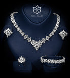 Aaliyah Royal White Bridal Full Set with Marquise - Cut Simulated Diamonds, Rhodium Plated - Ash & Harry