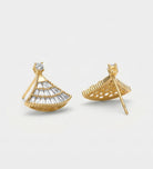 Art Deco Fan Studs With High Quality Simulated Diamonds - Ash & Harry