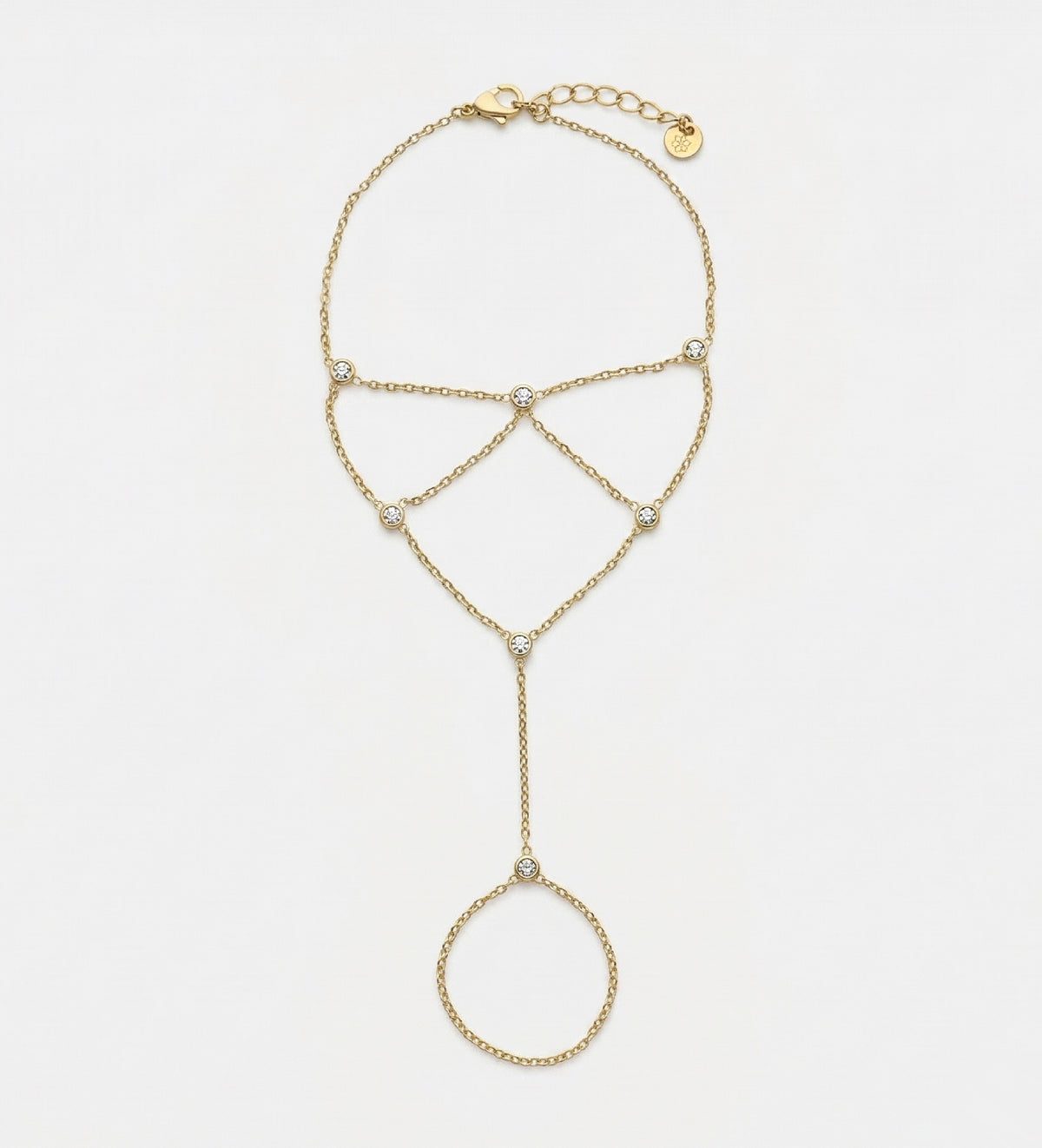 Aura Triangle Hand Chain in Gold With High Quality Simulated Diamonds - Ash & Harry