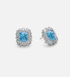 Azure Majesty Earrings in 925 Silver High Quality Simulated Diamonds and Crafted Aquamarine Stones - Ash & Harry