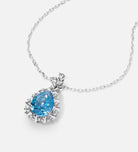 Azure Pear Pendant in 925 Silver High Quality Simulated Diamonds and Crafted Pear - Cut Aquamarine Stone - Ash & Harry
