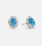 Azure Pear Studs in 925 Silver High Quality Simulated Diamonds and Crafted Pear - Cut Aquamarine Stones - Ash & Harry