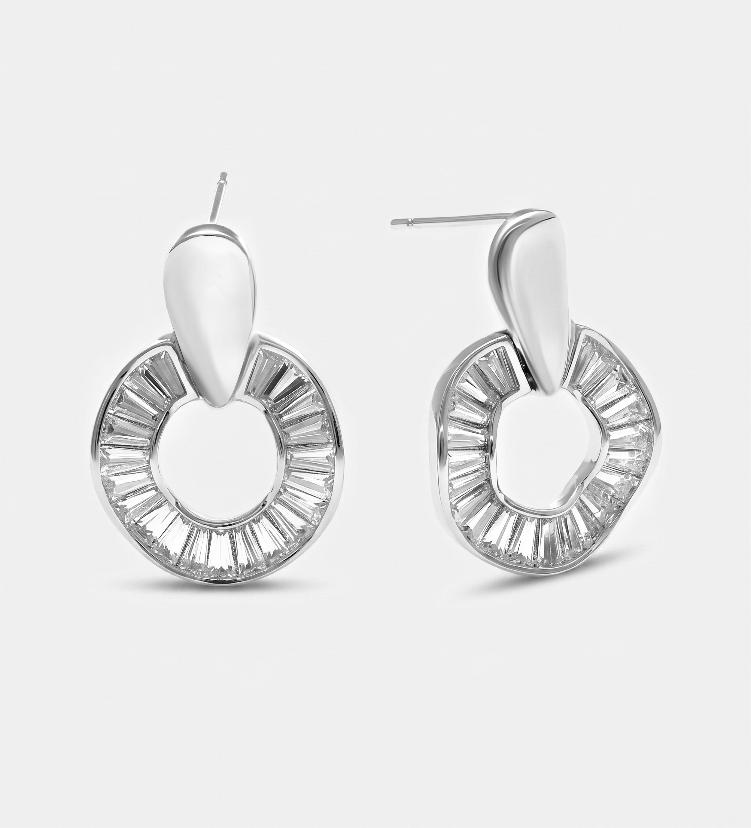 Baguette Halo Drop Earrings With High Quality Simulated Diamonds - Ash & Harry