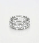 Block Chain Ring In 925 Silver High Quality Simulated Diamonds - Ash & Harry
