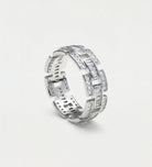 Block Chain Ring In 925 Silver High Quality Simulated Diamonds - Ash & Harry