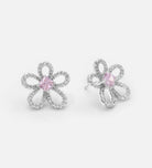 Blush Petal Earrings in 925 Silver with High - Quality White Simulated Diamonds - Ash & Harry