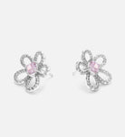 Blush Petal Earrings in 925 Silver with High - Quality White Simulated Diamonds - Ash & Harry
