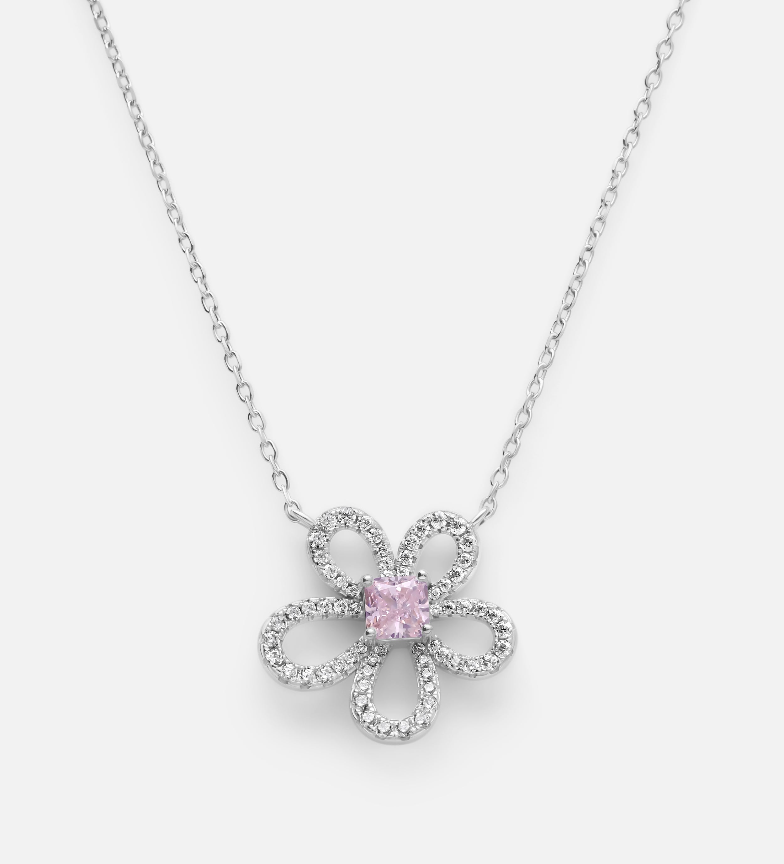Blush Petal Pendant in 925 Silver with High - Quality White Simulated Diamonds - Ash & Harry
