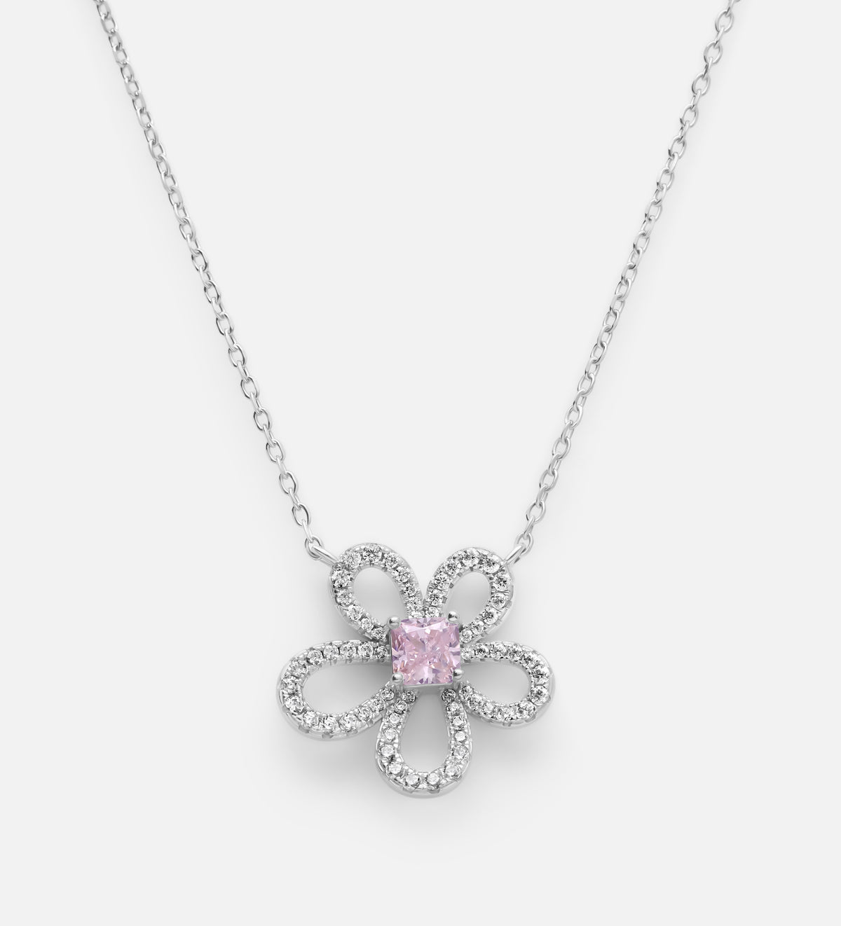 Blush Petal Pendant in 925 Silver with High - Quality White Simulated Diamonds - Ash & Harry