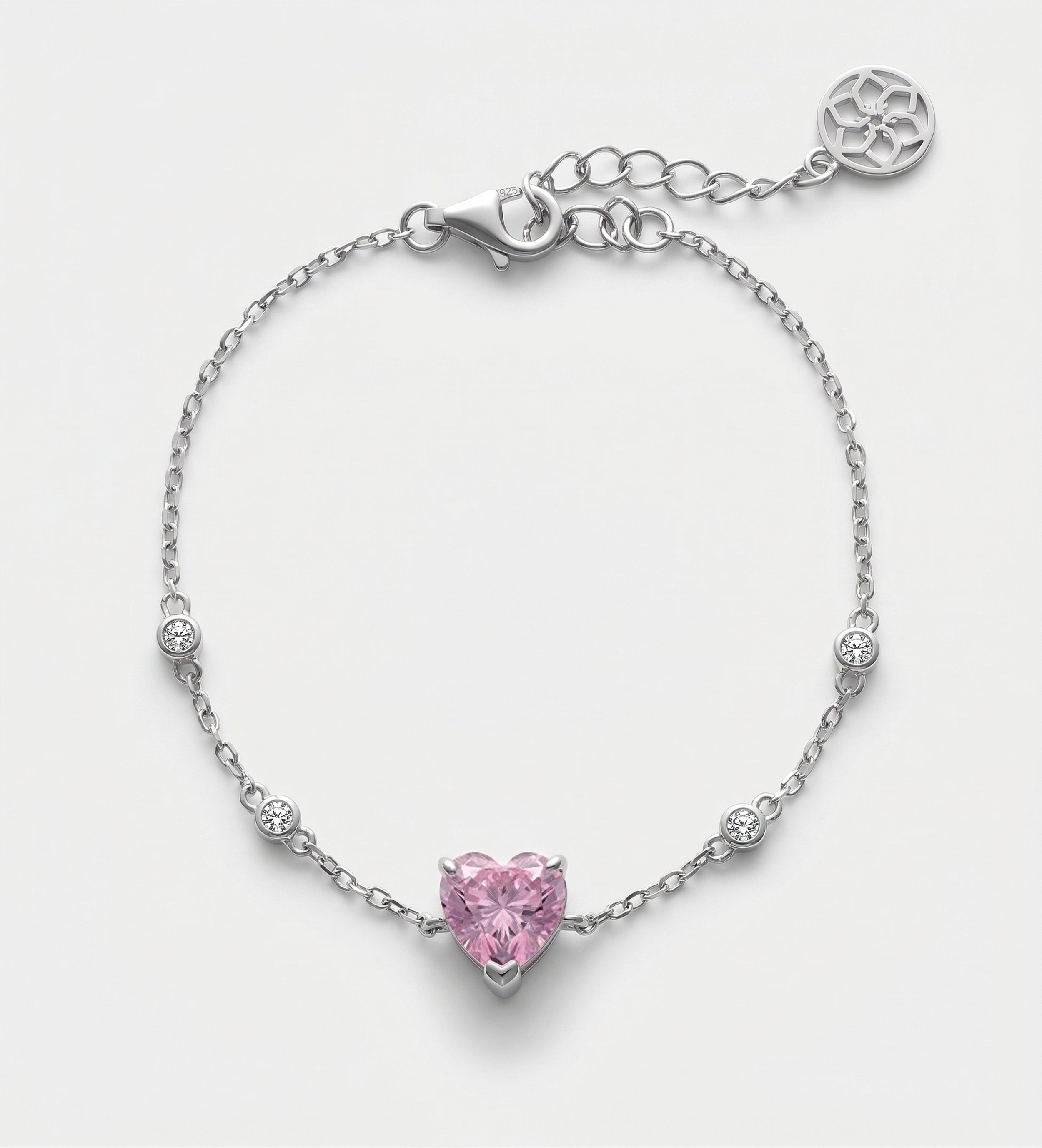 Blushing Heart Bracelet in Rhodium Plating on 925 Silver - Ash & Harry