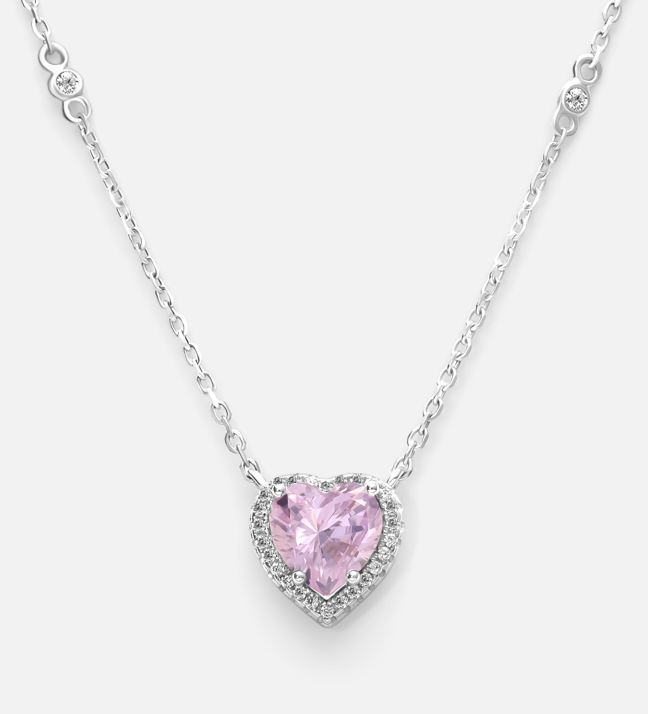 Blushing Heart Halo Pendant in 925 Silver with High - Quality White Simulated Diamonds - Ash & Harry