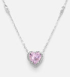 Blushing Heart Halo Pendant in 925 Silver with High - Quality White Simulated Diamonds - Ash & Harry
