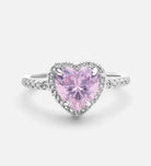 Blushing Heart Halo Ring in 925 Silver with High - Quality Pink and White Simulated Diamonds - Ash & Harry