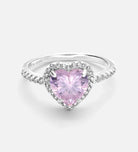 Blushing Heart Halo Ring in 925 Silver with High - Quality Pink and White Simulated Diamonds - Ash & Harry