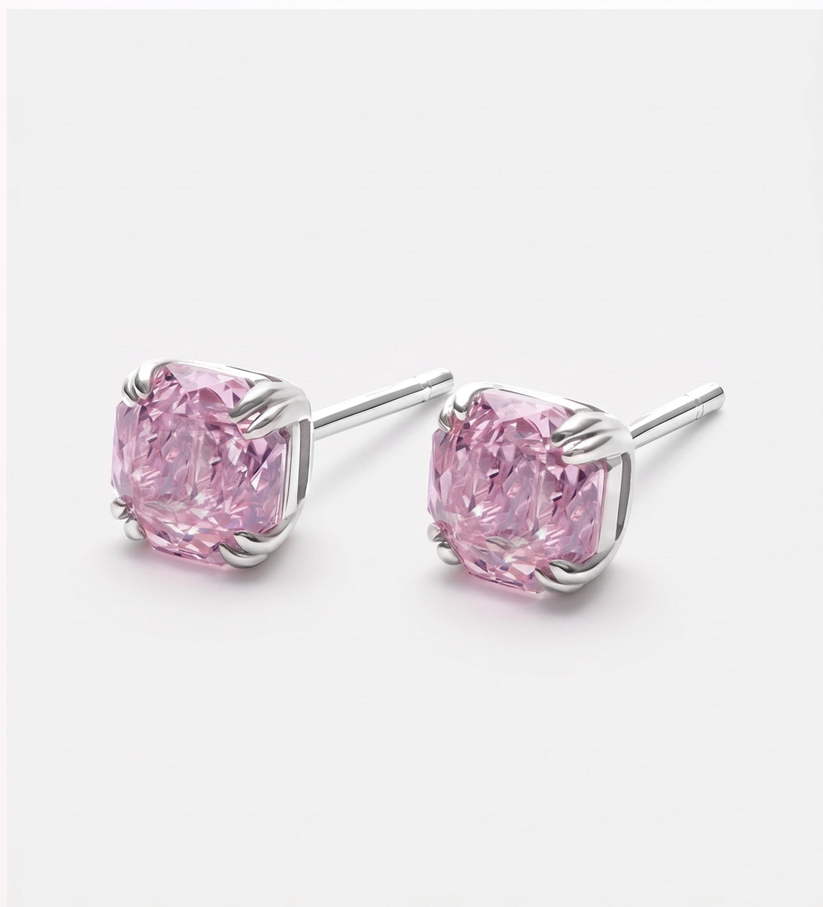 Blushing Rose Glow Studs in 925 Silver with High - Quality Pink Simulated Diamond - Ash & Harry