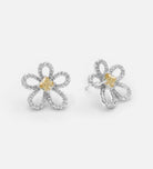 Canary Bloom Earrings in 925 Silver with High Quality Simulated White and Crafted Canary Diamonds - Ash & Harry