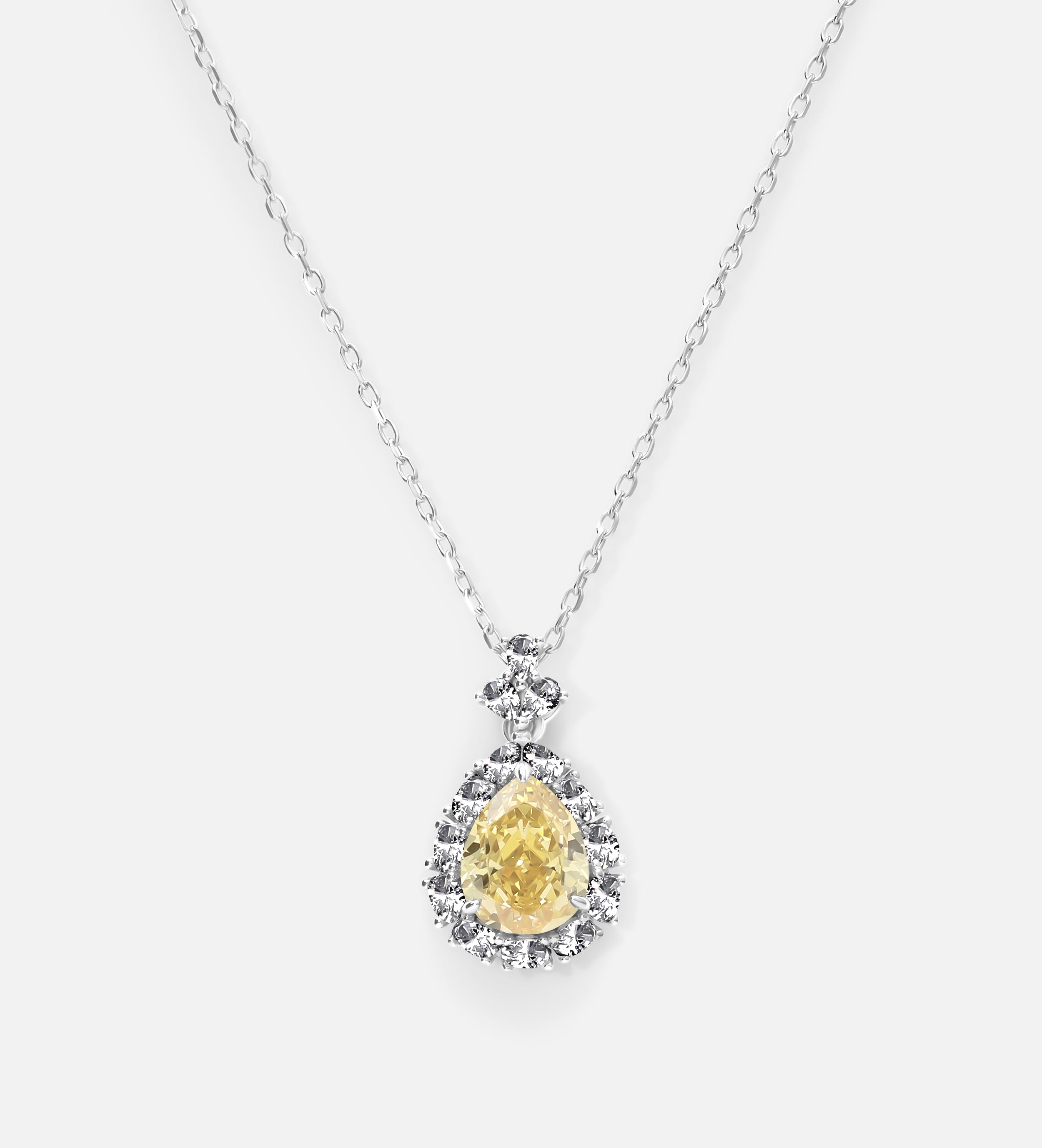 Canary Glow Pendant in 925 Silver with High Quality Simulated White and Crafted Canary Diamond - Ash & Harry